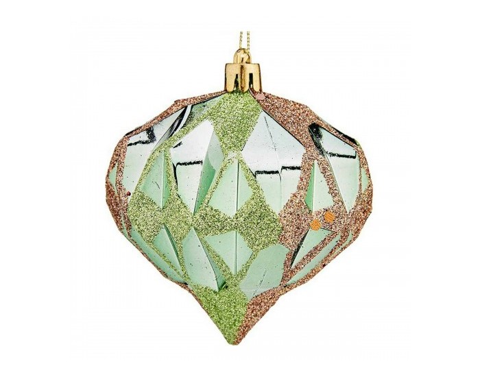 Коледни топки Диамант Ø 8 cm 6 броя Зелен Пластмаса