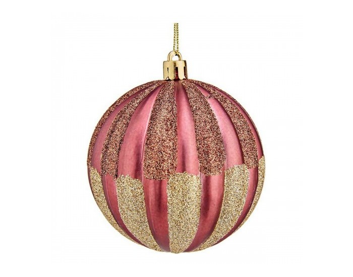Коледни топки 6 броя Розов Пластмаса