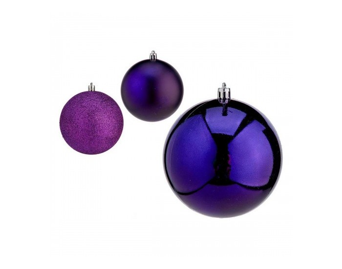 Коледни топки Ø 10 cm 6 броя Лилав Пластмаса