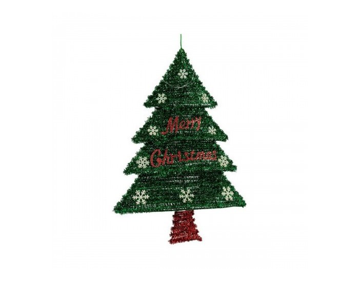 Декорация Коледно дърво Червен Сребрист Зелен Пластмаса полипропилен (44 x 58,8 x 7 cm)