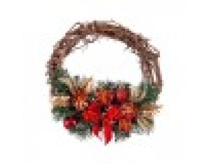 Коледен венец Pатан Червен Многоцветен PVC 20 x 20 x 10 cm