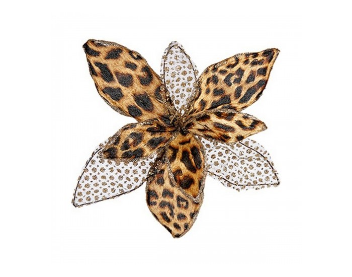 Декоративно Цвете Леопард 24 cm Коледа Кафяв