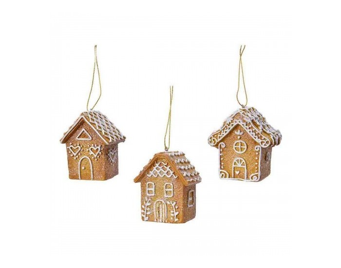 Коледна Украса Коледно дърво Полирезин Ø 7 cm Джинджифил Къщичка