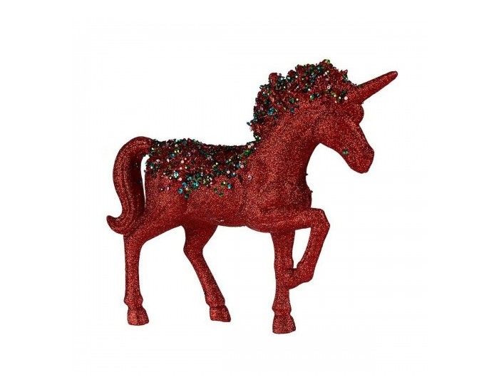Декоративна фигурка Еднорог Червен Син (9,5 x 31 x 40 cm)