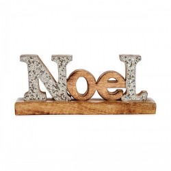 Декоративна фигурка Noel Пурпурин 6,5 x 10 x 25 cm Сребрист Дървен - Сезонни и Празнични Декорации