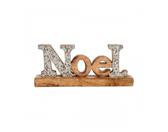 Декоративна фигурка Noel Пурпурин 6,5 x 10 x 25 cm Сребрист Дървен