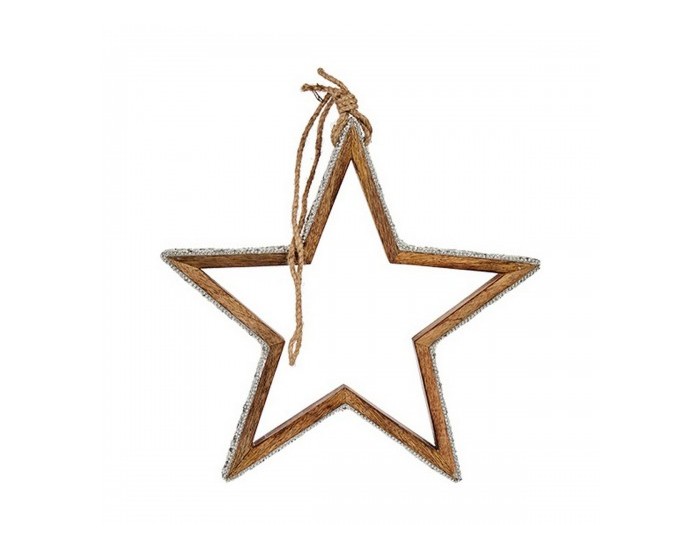 Коледна Украса Звезда Пурпурин Дървен Юта (28,5 x 6 x 56 cm)