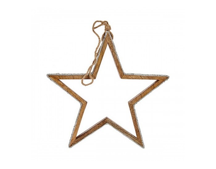 Коледна Украса Звезда Пурпурин Дървен Юта (31 x 5,5 x 60 cm)