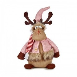Christmas reindeer Розов Кафяв полиестер (15 x 43 x 19 cm) - Сезонни и Празнични Декорации