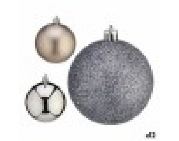 Комплект Коледни Топки Сребрист Пластмаса Ø 7 cm (12 броя)