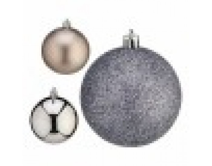 Комплект Коледни Топки Сребрист Пластмаса Ø 7 cm (12 броя)
