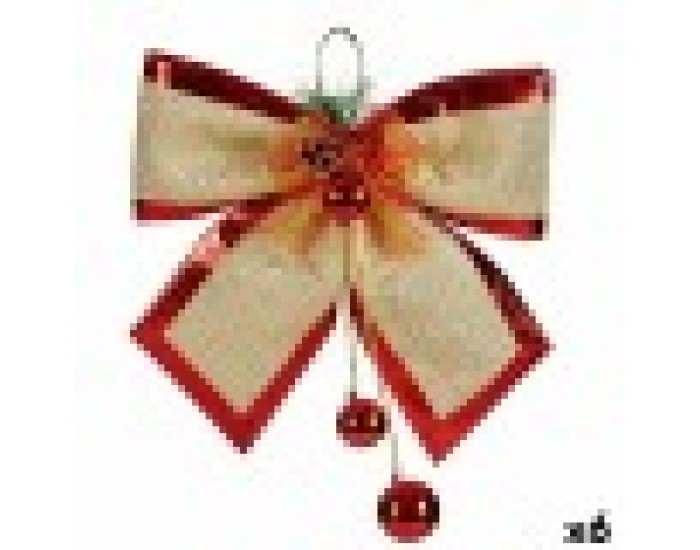 Ласо Коледна Украса Червен Златен Пластмаса 33 x 9 x 33 cm (6 броя)