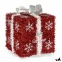 Подаръчна кутия Бял Червен Сребрист полипропилен PET 20 x 23 x 20 cm (6 броя) - Сезонни и Празнични Декорации