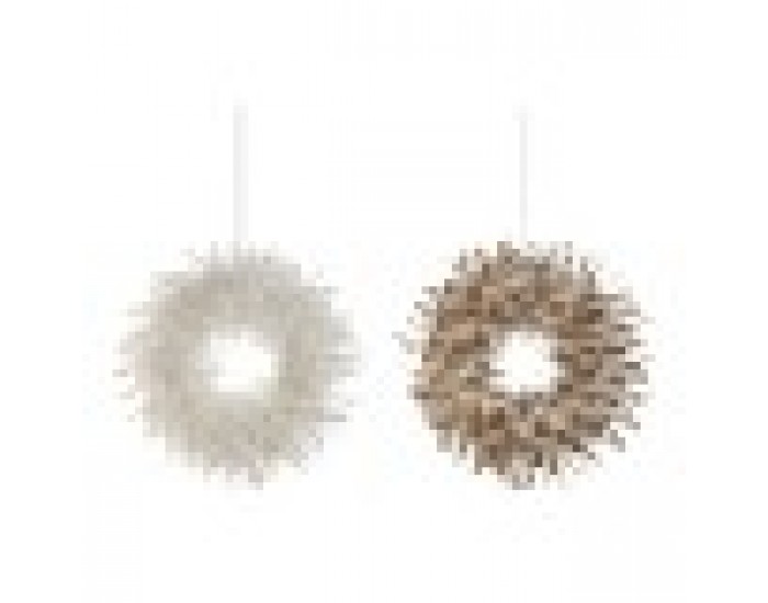 Коледен венец Home ESPRIT Бял Златен Перо 30 x 7 x 30 cm (2 броя)