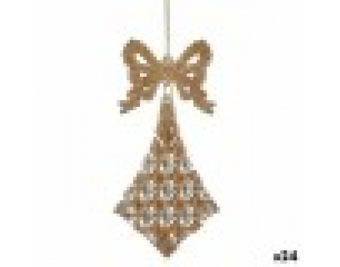 Коледна Украса Ласо Ромб champagne Пластмаса Пурпурин 7,5 x 1 x 15,5 cm (24 броя)