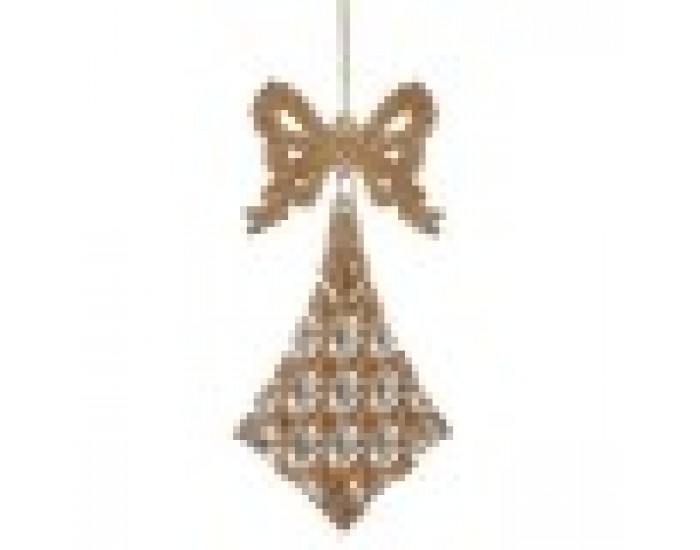 Коледна Украса Ласо Ромб champagne Пластмаса Пурпурин 7,5 x 1 x 15,5 cm (24 броя)