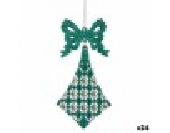 Коледна Украса Ласо Ромб Зелен Пластмаса Пурпурин 7,5 x 1 x 15,5 cm (24 броя)