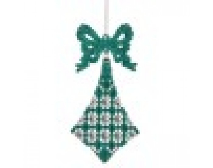 Коледна Украса Ласо Ромб Зелен Пластмаса Пурпурин 7,5 x 1 x 15,5 cm (24 броя)