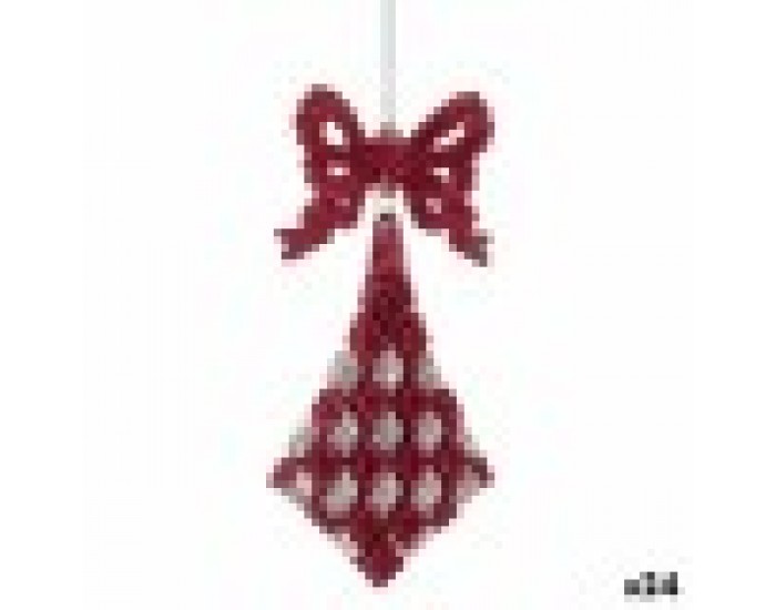 Коледна Украса Ласо Ромб Фуксия Пластмаса Пурпурин 7,5 x 1 x 15,5 cm (24 броя)