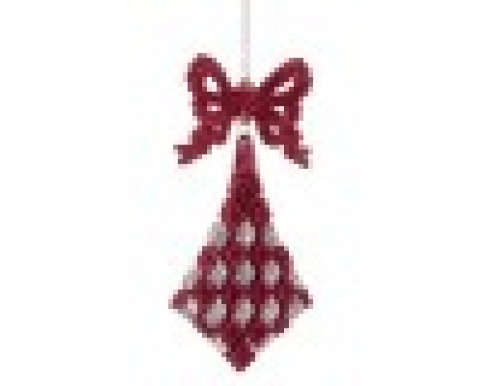 Коледна Украса Ласо Ромб Фуксия Пластмаса Пурпурин 7,5 x 1 x 15,5 cm (24 броя)