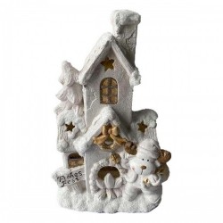 Коледна Украса DKD Home Decor Къща Снежен (32 x 21 x 52 cm) (2 броя) - Сезонни и Празнични Декорации