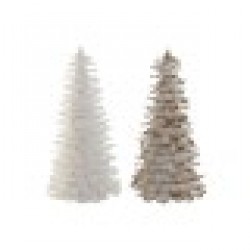 Коледно дърво Home ESPRIT Бял Златен Картон Перо 22 x 22 x 46 cm (2 броя) - Сезонни и Празнични Декорации