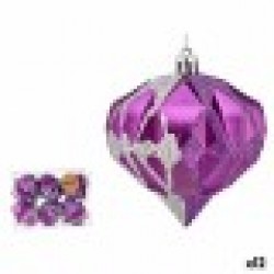 Комплект Коледни Топки Диамант Лилав Сребрист Пластмаса 8 x 9 x 8 cm (12 броя) - Сезонни и Празнични Декорации