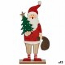 Декоративна фигурка Дядо Коледа Бял Кафяв Червен Зелен Дървен 5 x 30 x 15 cm (12 броя) - Сезонни и Празнични Декорации