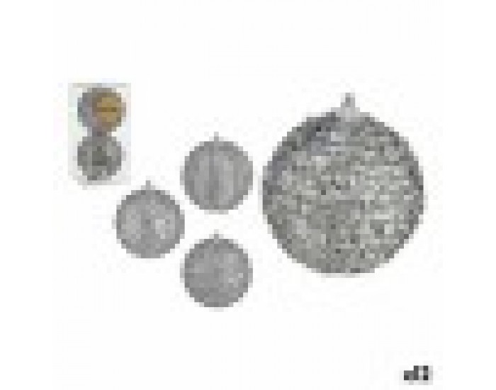 Комплект Коледни Топки С облекчение Ø 10 cm Сребрист PVC (12 броя)