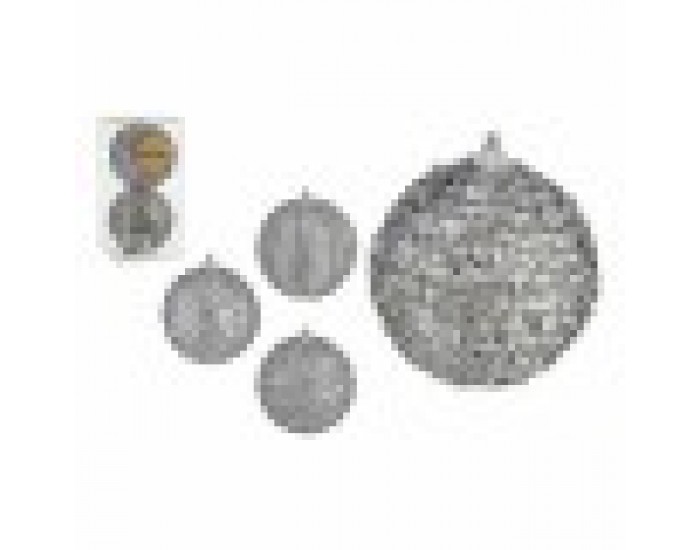 Комплект Коледни Топки С облекчение Ø 10 cm Сребрист PVC (12 броя)