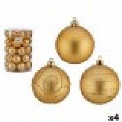 Комплект Коледни Топки Златен PVC Ø 6 cm (4 броя) - Сезонни и Празнични Декорации