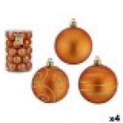 Комплект Коледни Топки Оранжев PVC 6 cm (4 броя) - Сезонни и Празнични Декорации