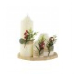 Комплект Свещи DKD Home Decor Бял Зелен Коледа 7 x 7 x 15 cm - Сезонни и Празнични Декорации