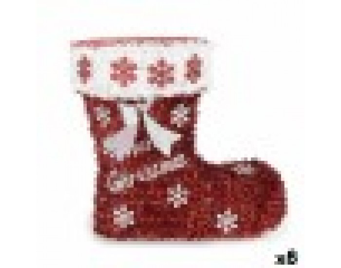 Декоративна фигурка Ботуш Гирлянда Бял Червен полипропилен PET 26 x 27 x 14 cm (8 броя)