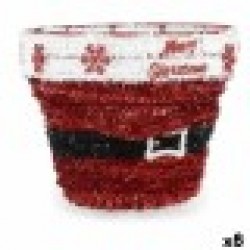 Декоративна фигурка Кошница Гирлянда Бял Червен полипропилен PET 27 x 22 x 27 cm (8 броя) - Сезонни и Празнични Декорации