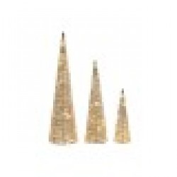 Коледна Украса DKD Home Decor Бял Златен Естествен 20 x 20 x 80 cm (3 Части) - Сезонни и Празнични Декорации