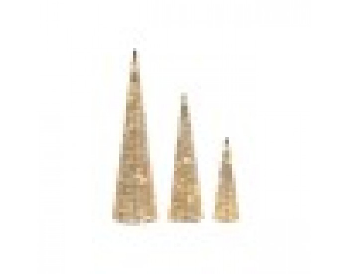 Коледна Украса DKD Home Decor Бял Златен Естествен 20 x 20 x 80 cm (3 Части)