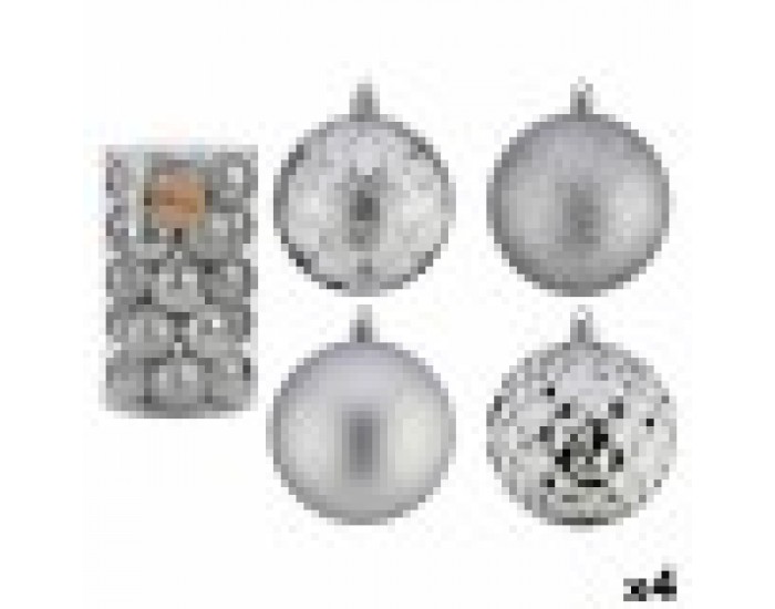 Комплект Коледни Топки Сребрист PVC Ø 8 cm (4 броя)