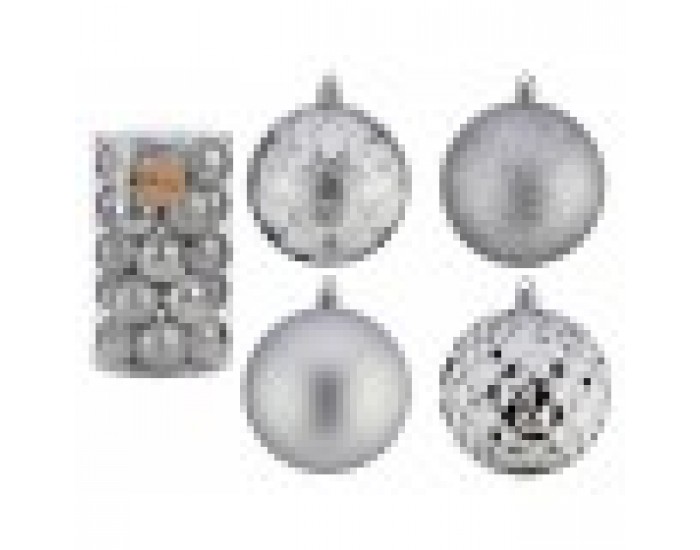 Комплект Коледни Топки Сребрист PVC Ø 8 cm (4 броя)