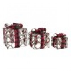 Комплект Декоративни Кутии DKD Home Decor Сребрист LED Pатан Пурпурин (25 x 25 x 30 cm) - Сезонни и Празнични Декорации