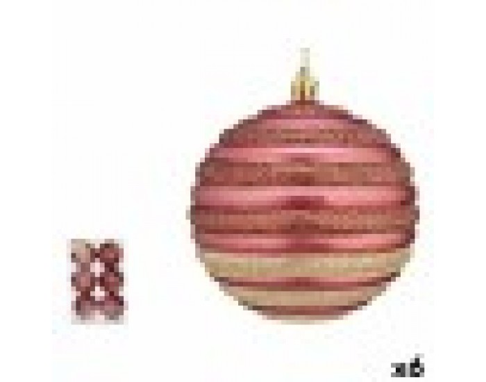 Комплект Коледни Топки Кръгове Розов Пластмаса 10 x 11 x 10 cm (6 броя)