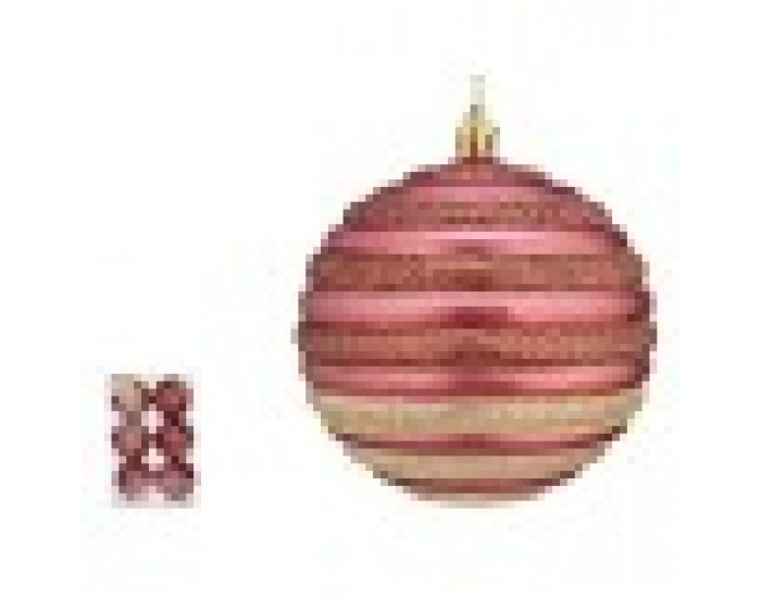 Комплект Коледни Топки Кръгове Розов Пластмаса 10 x 11 x 10 cm (6 броя)