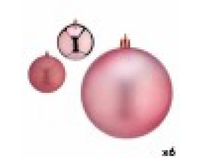 Комплект Коледни Топки Розов Пластмаса 12 x 13 x 12 cm (6 броя)