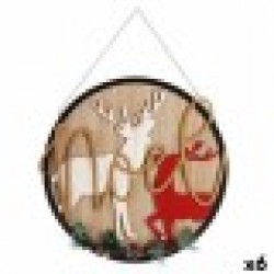 Висяща украса Плакат Коледен елен Естествен Дървен MDF 29 x 1 x 29 cm (6 броя) - Сезонни и Празнични Декорации