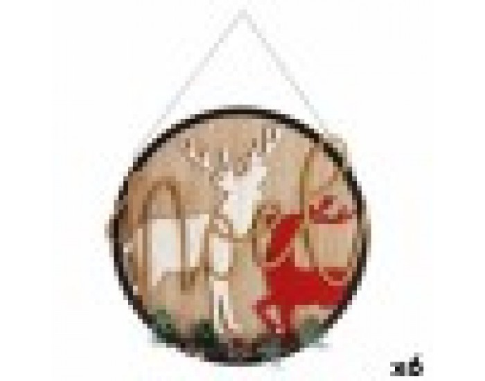 Висяща украса Плакат Коледен елен Естествен Дървен MDF 29 x 1 x 29 cm (6 броя)