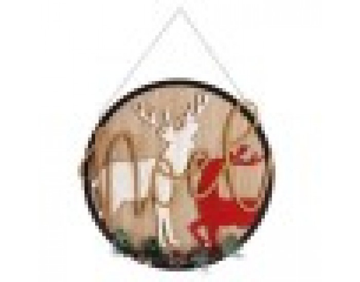 Висяща украса Плакат Коледен елен Естествен Дървен MDF 29 x 1 x 29 cm (6 броя)