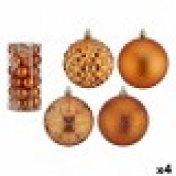 Комплект Коледни Топки 8 cm Оранжев PVC (4 броя) - Сезонни и Празнични Декорации