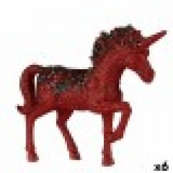 Декоративна фигурка Еднорог Червен Пластмаса 9,5 x 31 x 40 cm (6 броя) - Сезонни и Празнични Декорации