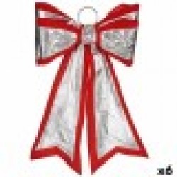 Ласо Коледна Украса 40 x 60 cm Червен Сребрист PVC (6 броя) - Сезонни и Празнични Декорации