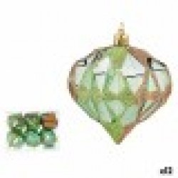 Комплект Коледни Топки Диамант Зелен Пластмаса 8 x 9 x 8 cm (12 броя) - Сезонни и Празнични Декорации